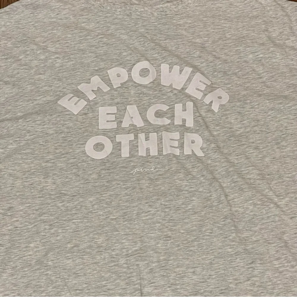Victoria’s Secret Oversized Pajama Top Gray White Empower Each Other One Size
